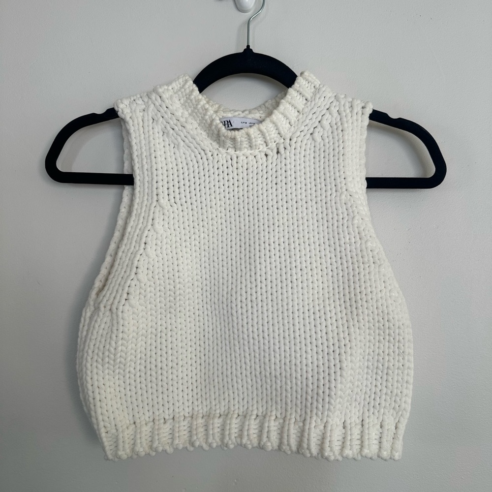 Zara Chunky Knit Sleeveless Sweater Vest Size M EUC - Picture 2 of 5